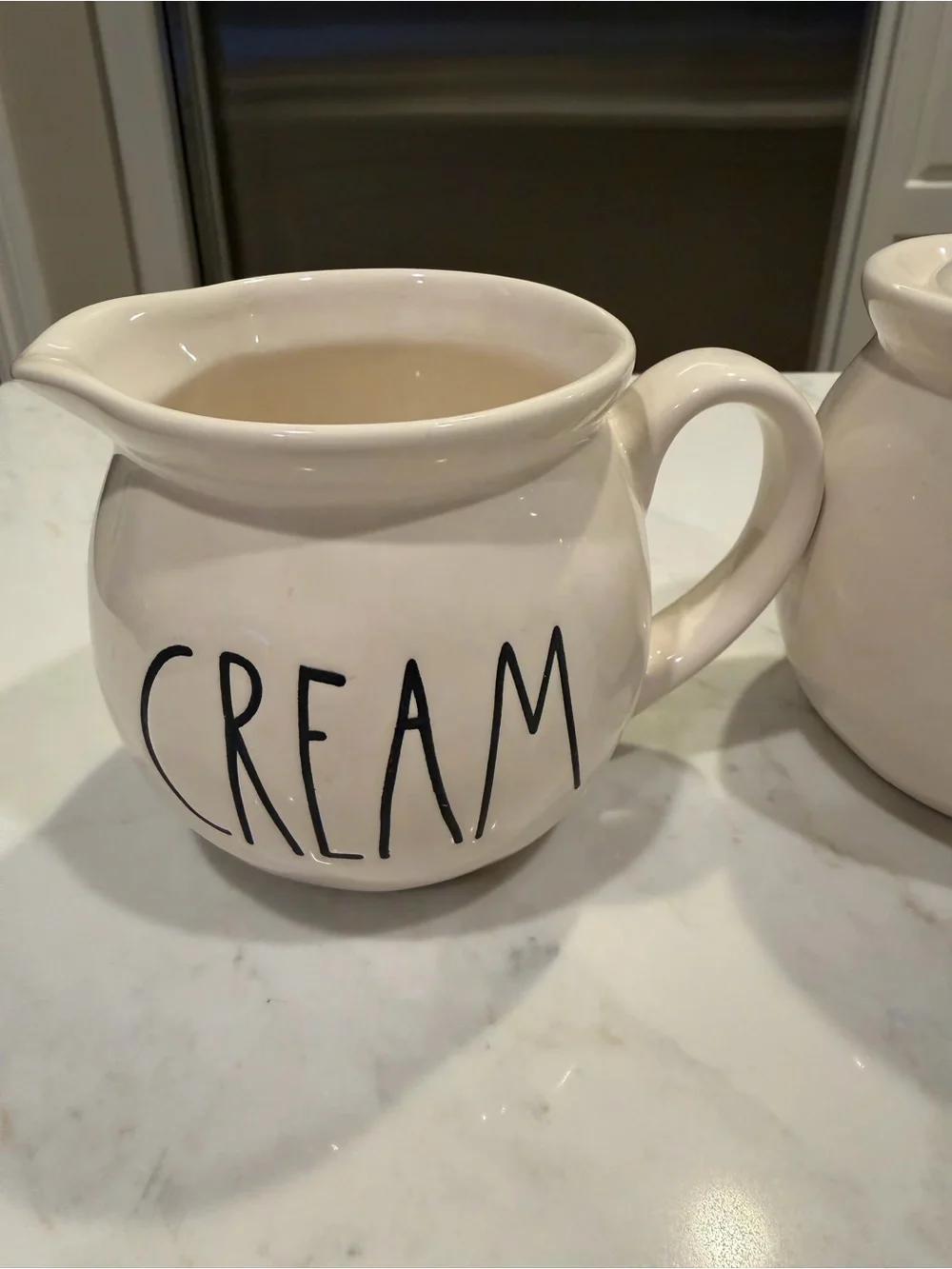Rae Dunn by Magenta Cream and Sugar Ceramic Set in Cream